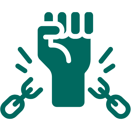 Cartoon fist breaking chains