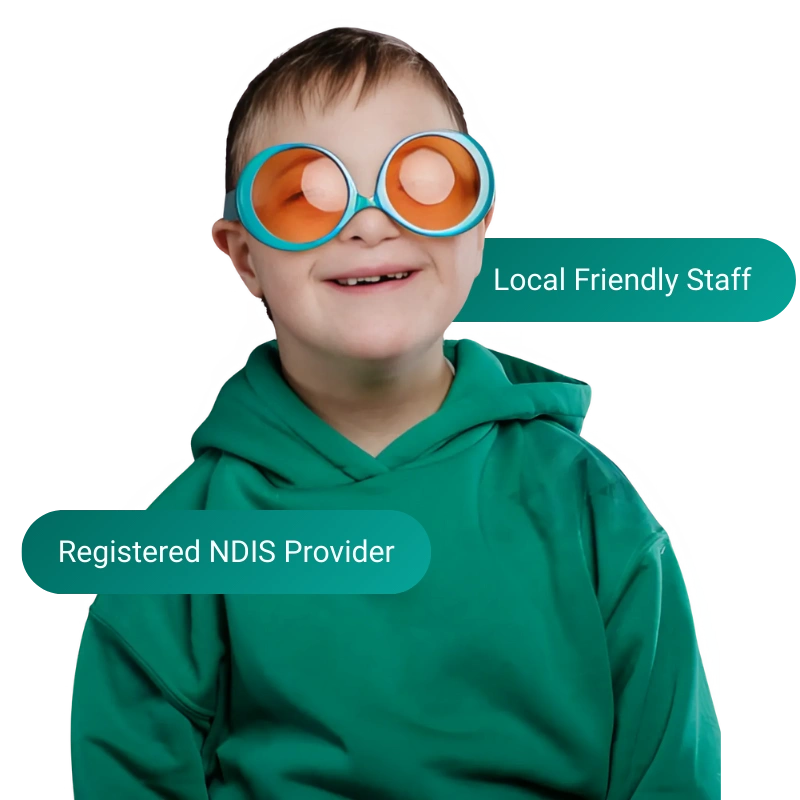 Disabled boy smiling at camera